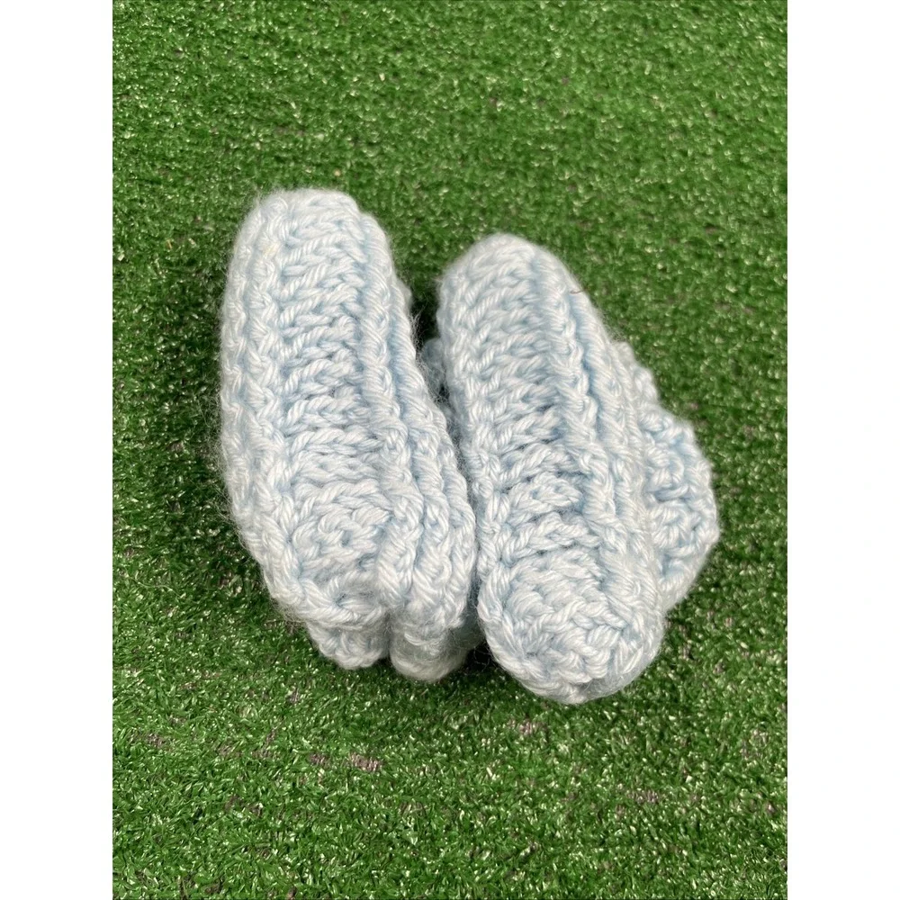 Vintage Hand Made Baby Toddler Booties Crochet Purple Baby Blue